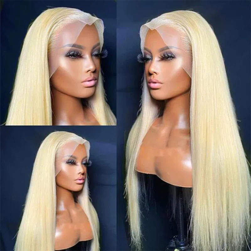 Soft Glueless Long 613 Blonde Straight HD 13x4 Lace Front Wig Mixed Human Hair Wig For Black Babyhair Preplucked Daily Cosplay