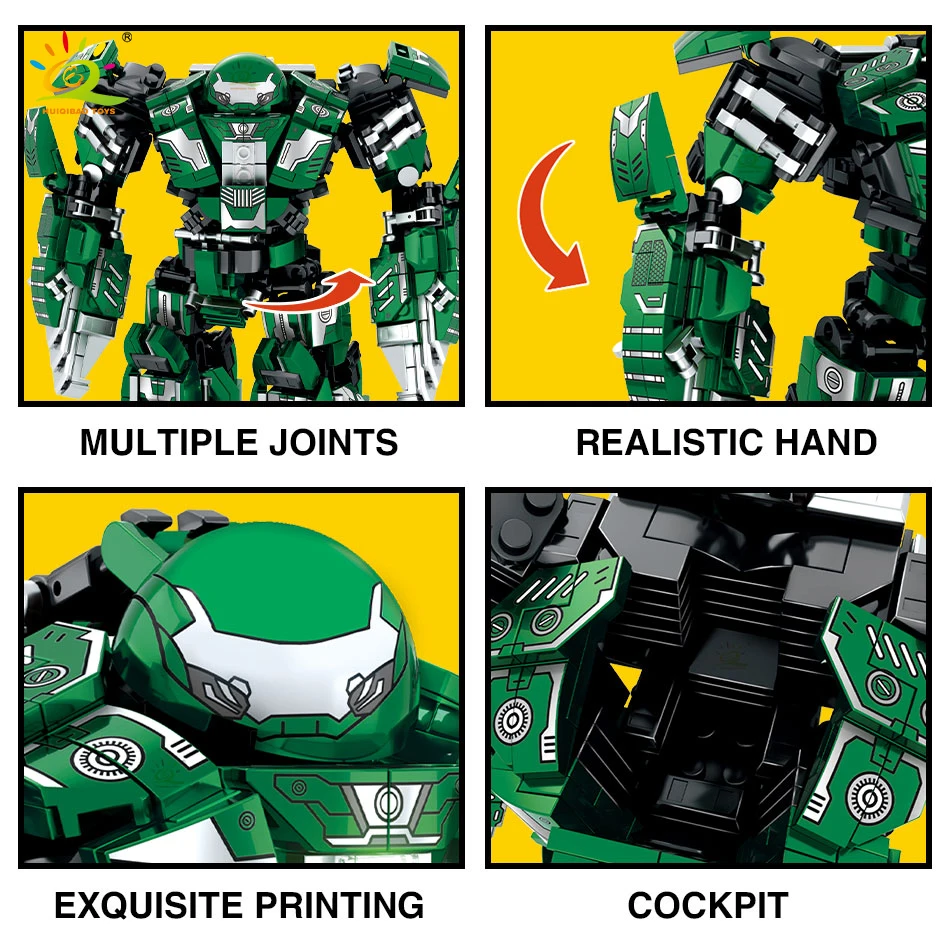 HUIQIBAO мальчики DIY супер панцирь Робот Модель Строительные блоки военный воин меха