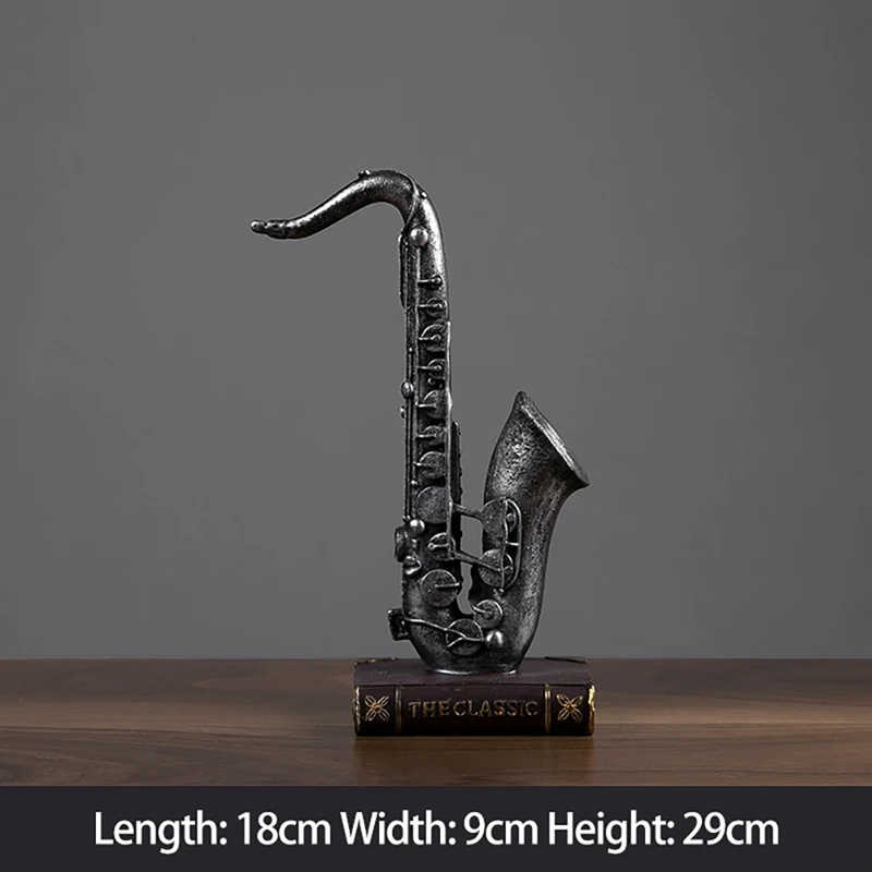 

Retro Classic Musical Instruments Decoration Violin Saxophone Sculpture Decor Living Room Home Resin Crafts