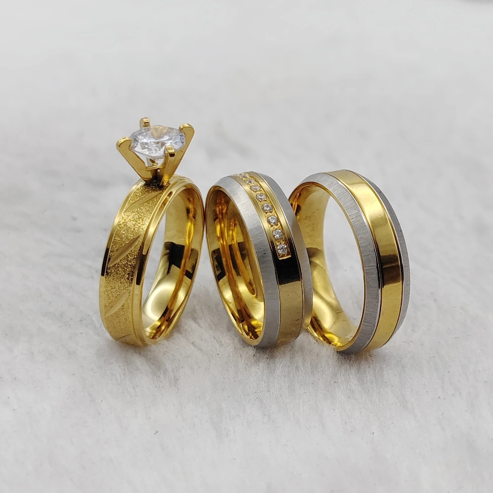 Engagement Nickless With A real Picture 24k Gold Plated Rings Women Bijoux Femme Fashion Couple Proposal Wedding Proposals