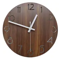 12inch Retro Round Wall Clock Watch Rustic Country Tuscan Style Creative Dark Brown Wall Clock Slient for Bedroom Living Room