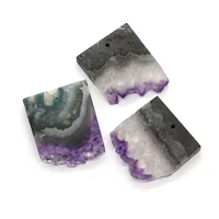 natural stone amethysts slice druzys pendants crystal quartz irregular drill hole charms for making necklace drusy geode jewelry