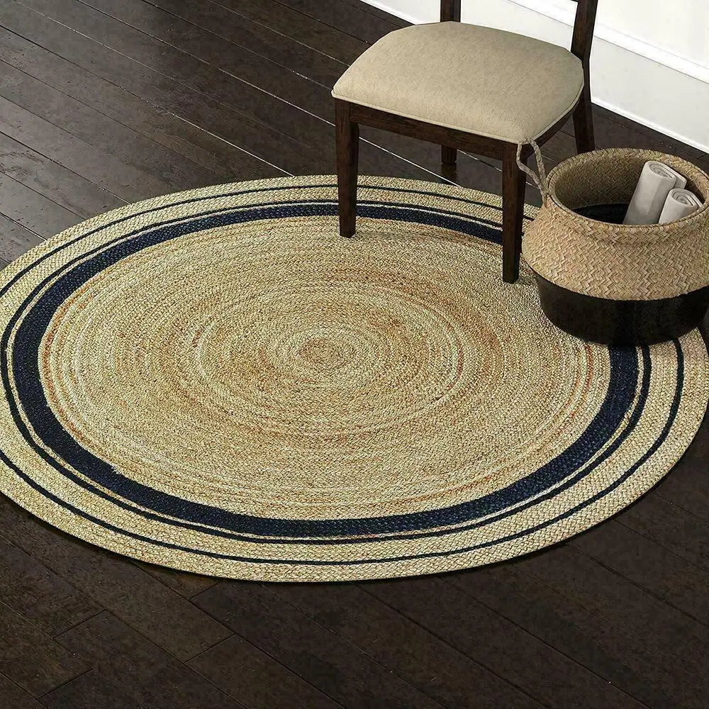 Rug Round 100% Natural Jute Rug Reversible Braided Style Modern Living Area Rugs bedroom decor  carpets for living room home