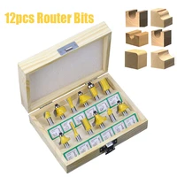 8mm 12pcs router bit set trimming straight milling cutter wood bits tungsten carbide cutting woodworking trimming tools set