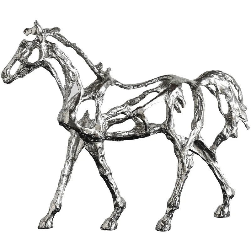 

Creative electroplating horse ornaments living room art TV cabinet ornaments silver crafts indoor soft decoration technology