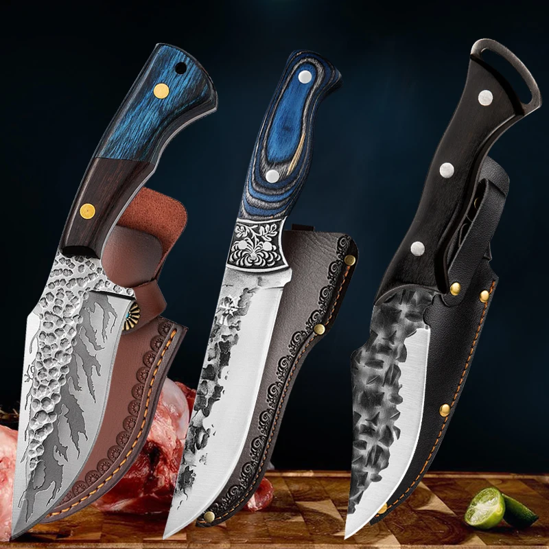

Tactical Outdoor Camping Knife Handmade Forged Butcher Knife EDC Survival Multifunctional Cutting Knife
