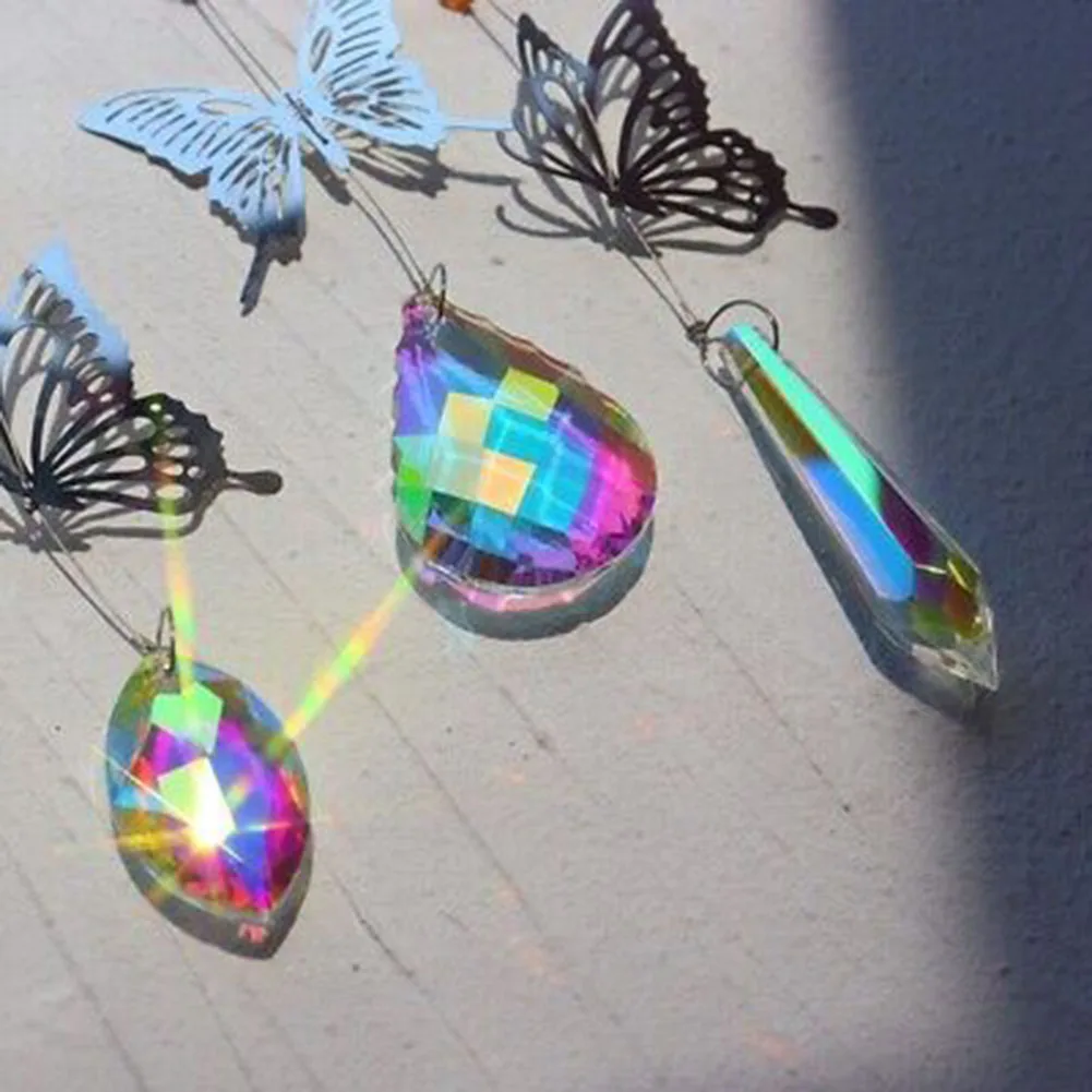 

Artificial Crystal Wind Chime Pendant Home Decor Rainbow Crystal Pendant Decorative Wind Chime Hanging Butterfly Pendant