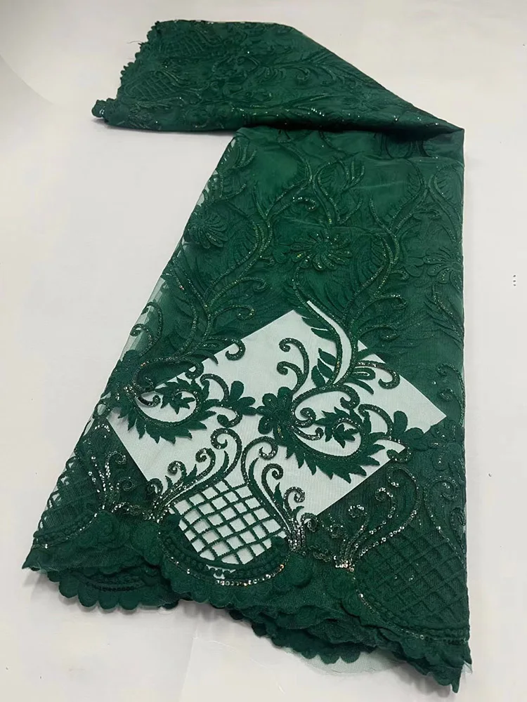 

New Nigerian Sequins Lace Fabrics 2022 High Quality African Net Lace Material French Tulle Lace Fabric For Wedding Dress Sewing