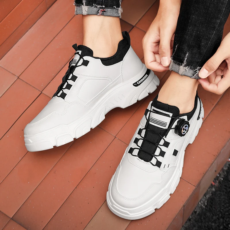 Мужские повседневные кожаные Кроссовки удобные мягкие ботинки на платформе для