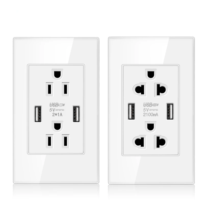 

Многофункциональный Переходник USB, из закаленного стекла, 2,1 А, двойной разъем питания, 15 А, дуплексный разъем