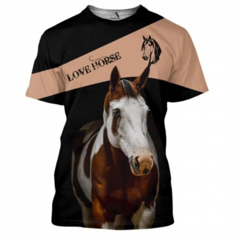

Men's T-Shirt Horse Graphic 3D Print O-Neck Clothed Outdoor Daily Short Sleeve Vintage Tee Oversized Male Top Summer Streetwear