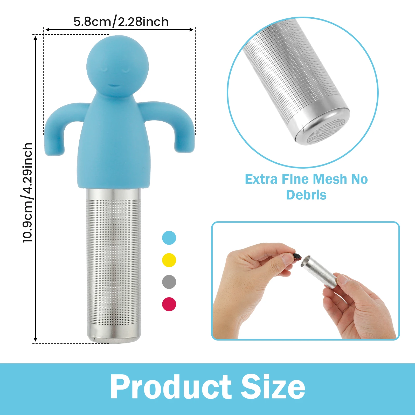 4 шт. силиконовые фильтры для заваривания чая из нержавеющей стали