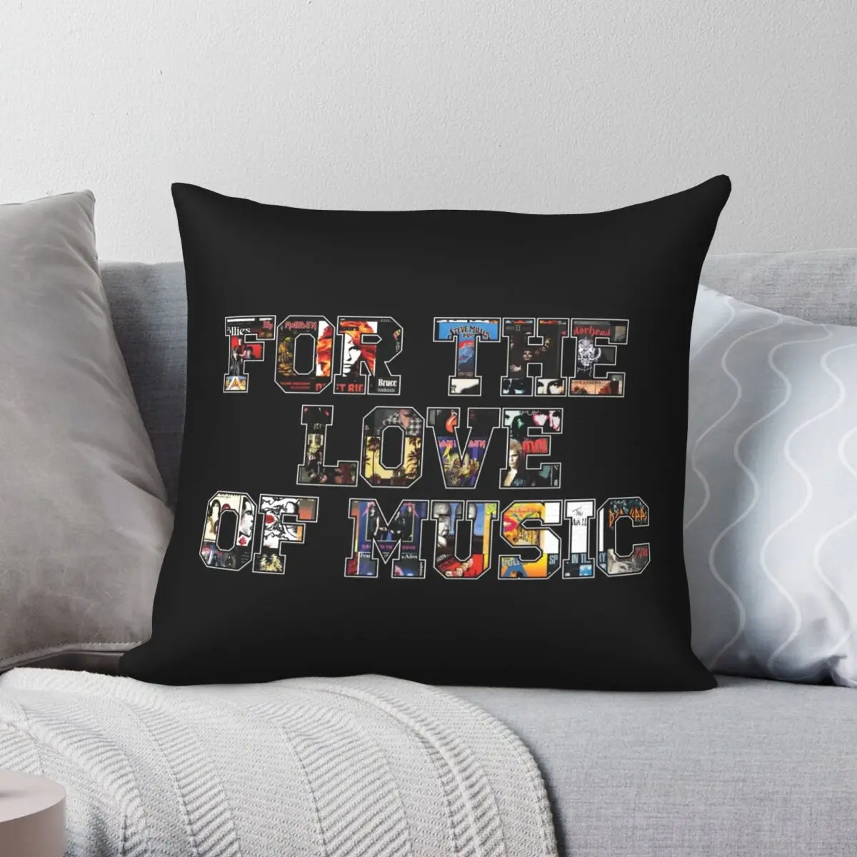 

For The Love Of Music Pillowcase Polyester Linen Velvet Printed Zip Decor Home Cushion Cover 18"