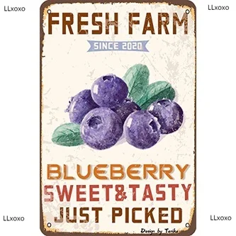 

Farm Fresh From Blueberry Candy &amp Tin Sign Cafe Bar Picked Wrought Iron Metal Poster Vintage Plaque Frame for Wall Decor