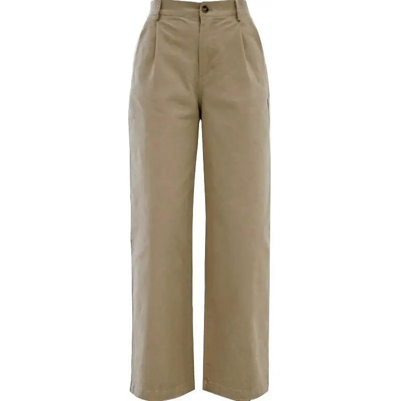 Брюки женские Прямые хлопковые с завышенной талией Свободные повседневные штаны