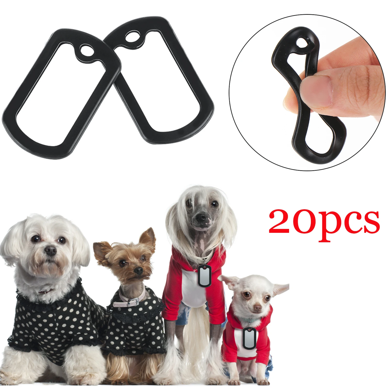 20 Pcs Dog ID Tags Protective Case  Silicone Military Dog Tag Silencer Muffler Ring