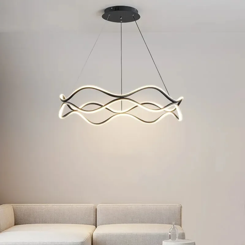 

Nordic Chandelier Black Luxury Ring Artistic Modern Minimalist Bedroom Industrial Decorative Light Decoracao Indoor Decorations