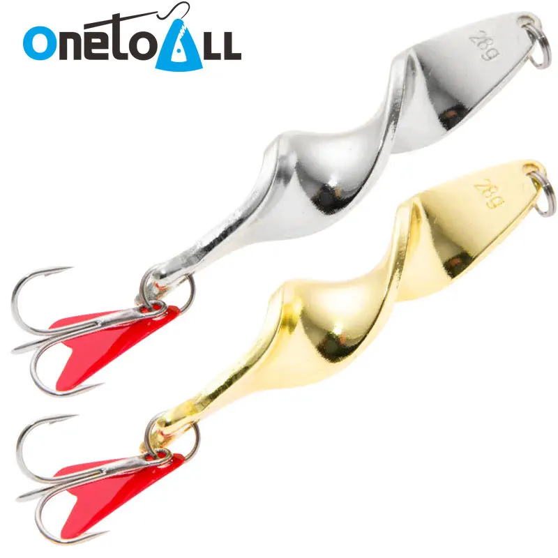 

OnetoAll 7g 10g 14g 21g 28g Spinner Rotating Metal Spoon Lure Long Throw Strong Treble Hook Trout Hard Bait Trolling Swimbait