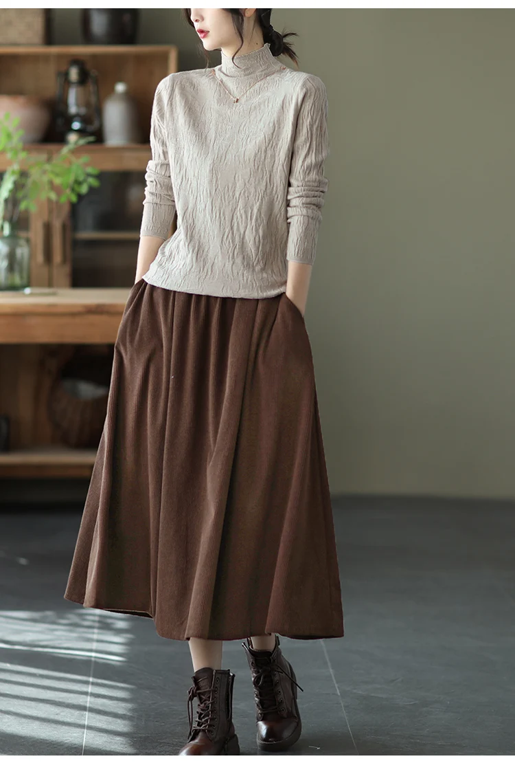 

Женская винтажная юбка с эластичным поясом Mori-girl, Мягкая Повседневная плиссированная юбка в пасторальном стиле