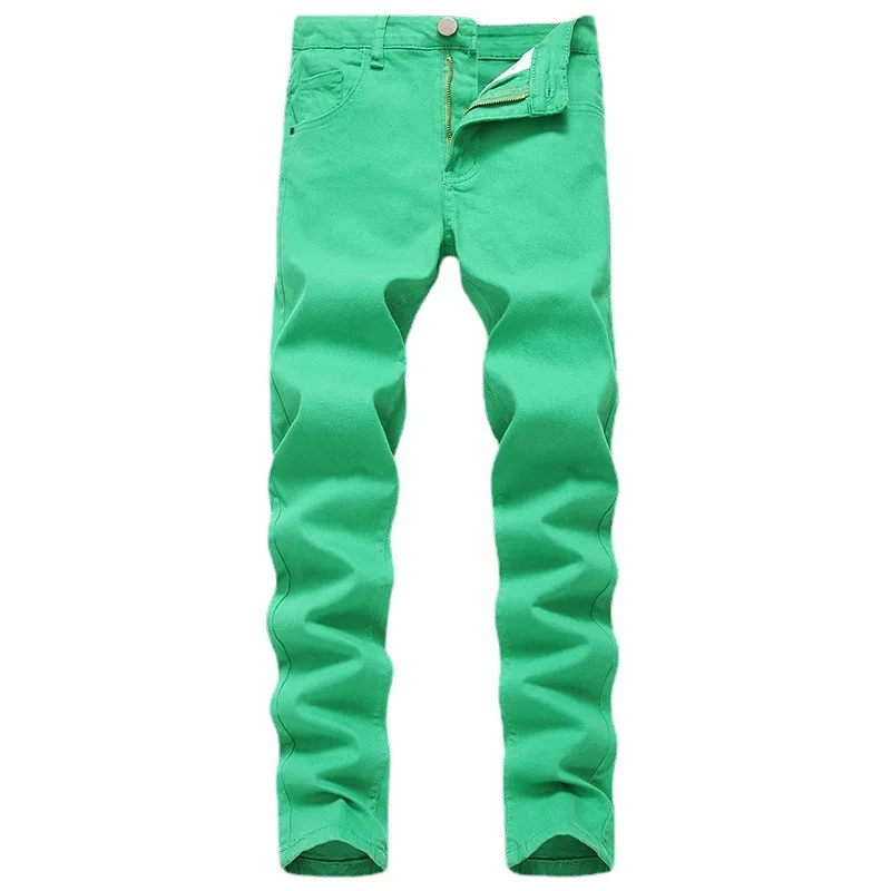 Mens Jeans High Stretch Denim Casual Pants Red New Multi Color Cotton Stretch Trousers for Men