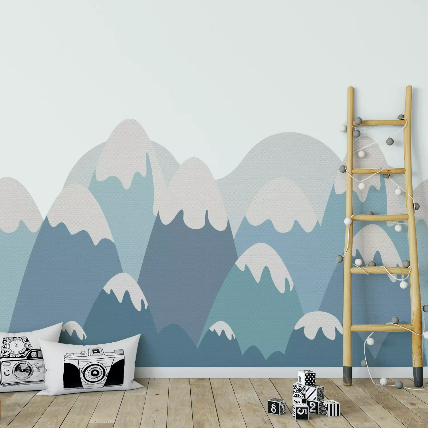 

Детская синяя Настенная Наклейка с изображением гор для детской комнаты нордический домашний декор самоклеящаяся ткань мультяшная настен...