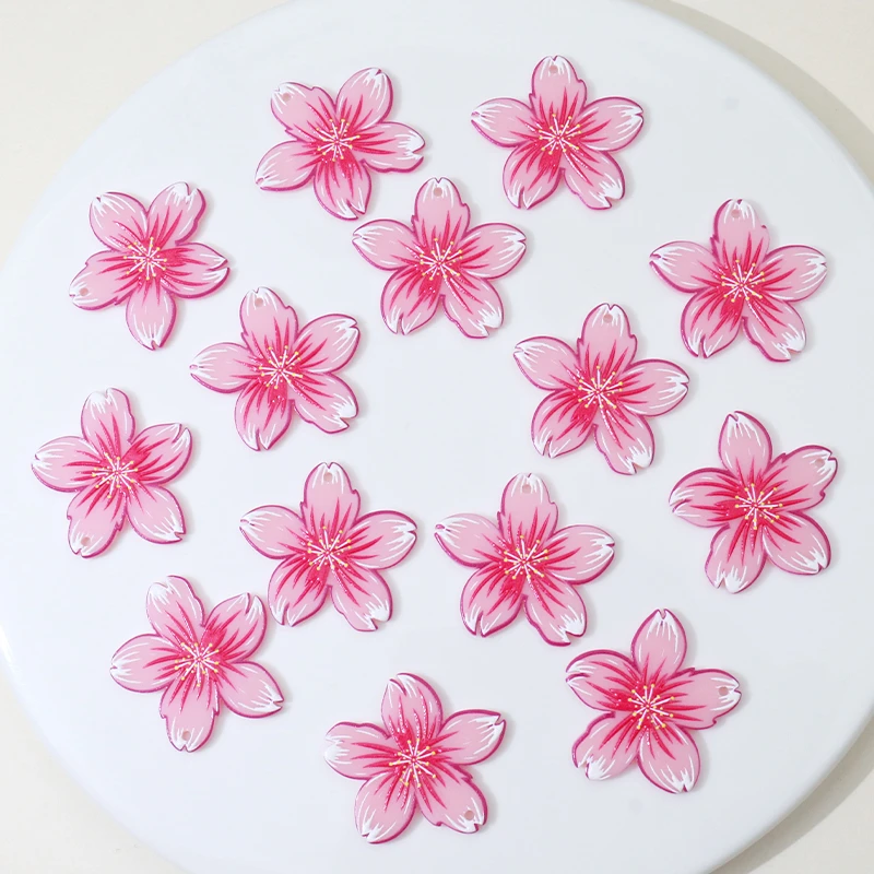 10 шт. 36x34 мм Красивые Подвески с цветами для сережек, ожерелий, брелоков, акриловая фурнитура для украшений «сделай сам» на вечеринку, свадьбу, растения, отверстие 2 мм