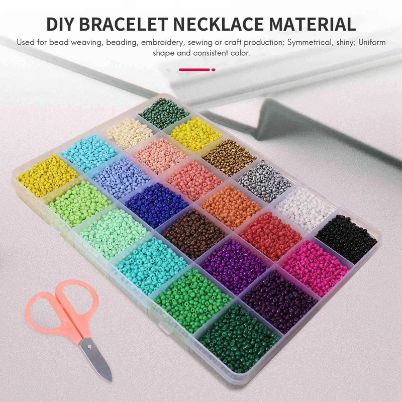 24000 Pcs Multicolor 2Mm Pony Glass Seed Beads With Lobster Clasps, Open Jump Rings And Elastic Crystal String