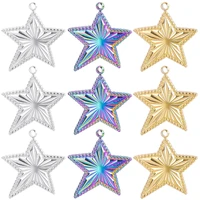 6pcslot trendy pentagram star shaped stainless steel charms pendant diy necklace for women jewelry accessories supplies bulk