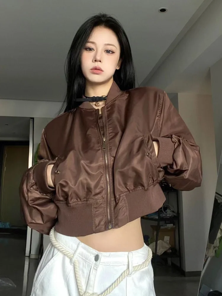 HOUZHOU Y2K панк черные укороченные куртки Женская готика Харадзюку хиппи оверсайз