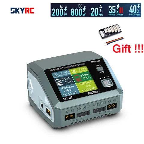 Разрядное зарядное устройство Skyrc D200neo, зарядка для LiPo LiHV LiFe Lilon NiMH NiCd Pb, выход 20 Вт, переменный ток 3,0 Вт, 20 А