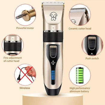 Dog Clipper Dog Hair Clippers Grooming (Pet/Cat/Dog/Rabbit) Haircut Trimmer Shaver Set Pets Cordless Rechargeable Professional 2