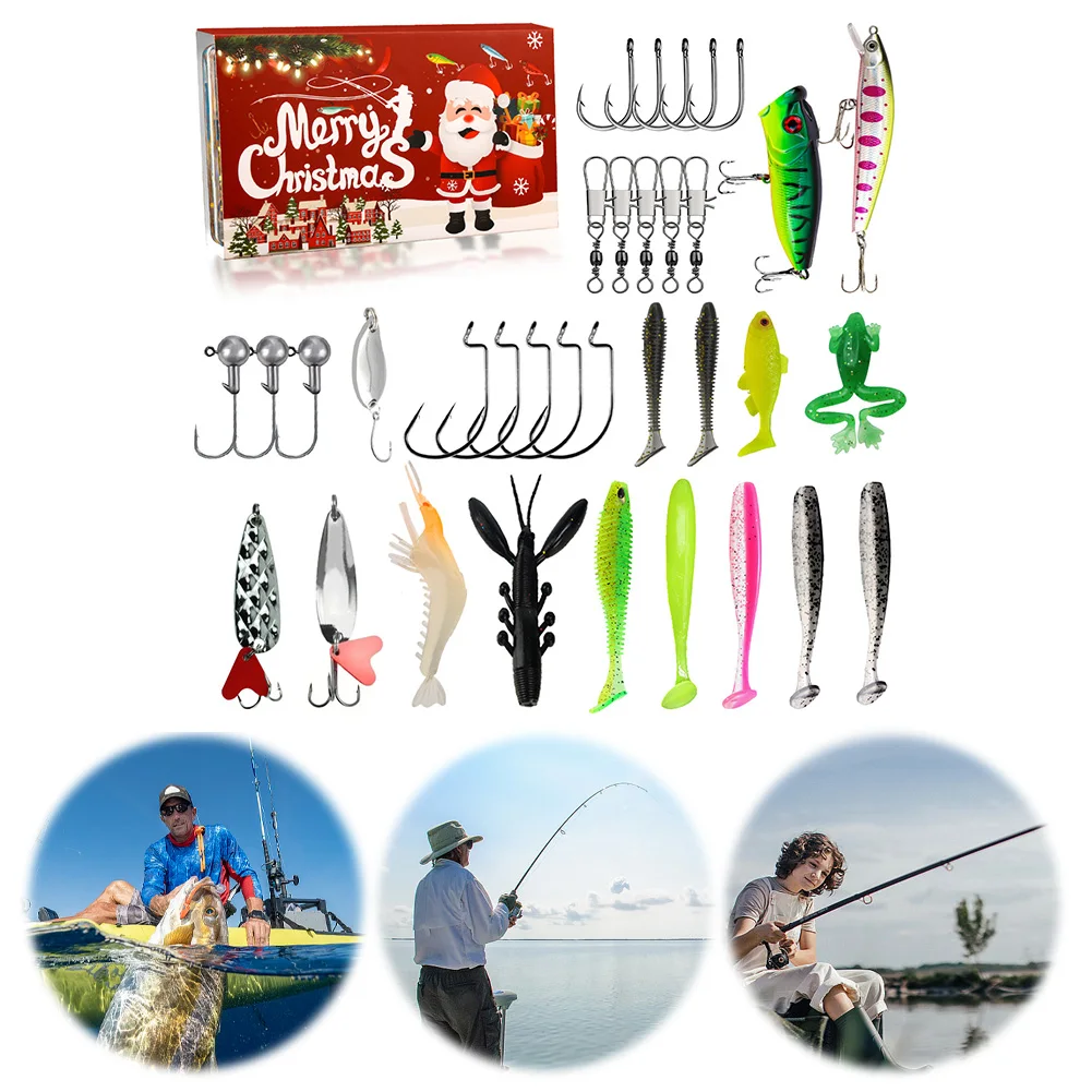 Рыболовный адвент-календарь 2024 мягкие приманки ложки Рождественский гольяна