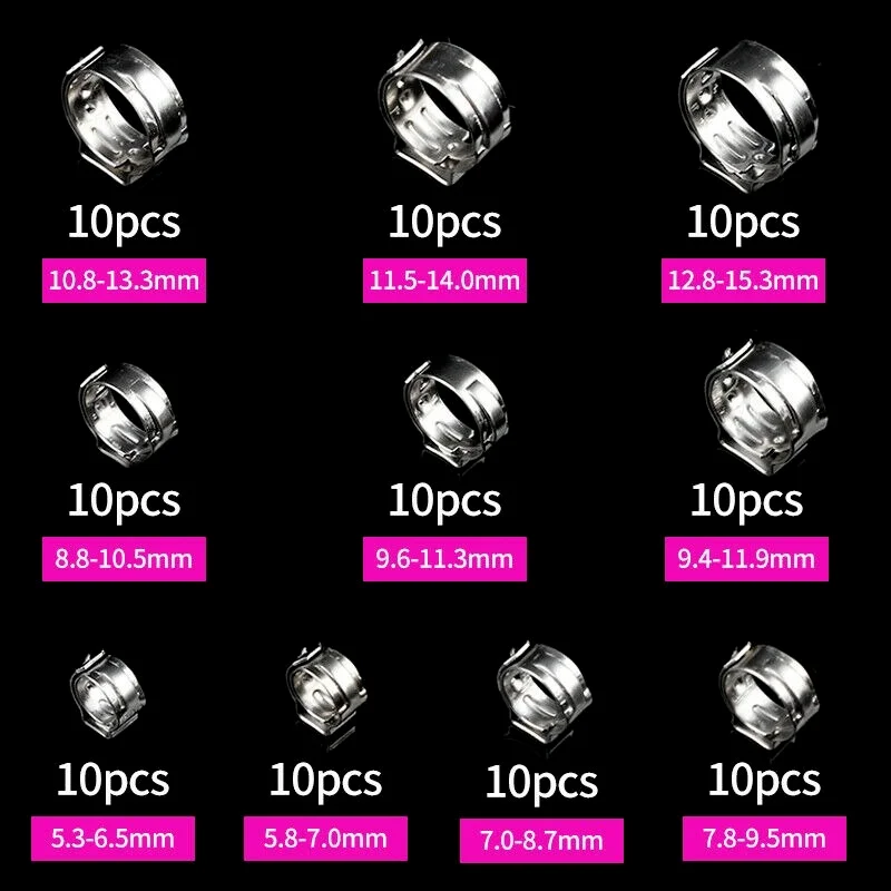 100 штук в штучной упаковке набор из нержавеющей стали с одним ушным кольцом +