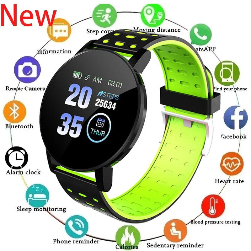 

New 119 Plus smart watch men women sports fitness tracker pedometer Blood pressure heart rate monitoring waterproof watch PK Y68