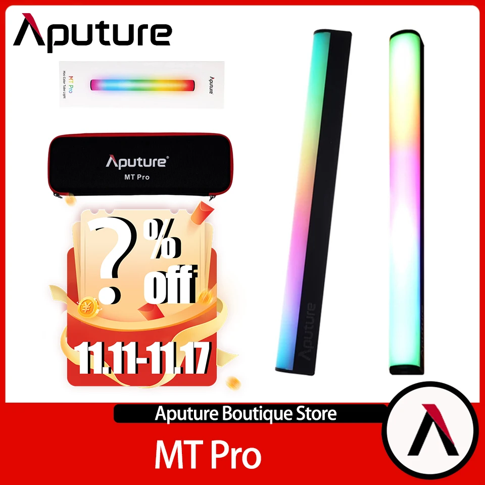 

Aputure MT Pro Full-color Mini LED Tube Light 7.5w 2000 – 10000K 36RGBww Pixel Light Stick Chargeable 9 Built-in System FX