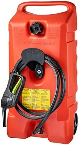 N' Go Duramax 14 Gallon Portable Gas Fuel Tank Container Caddy with LE Fluid Transfer Siphon  and 10-Foot Long Hose, Red