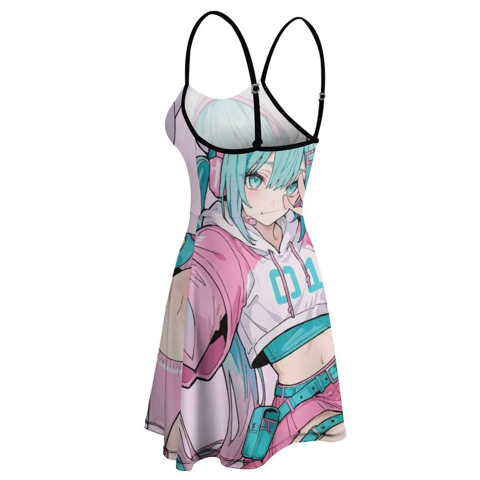 Фото Женское платье-сарафан Hatsune Miku Leek Girl Princess (58) с забавным принтом, сексуальное, оригинальное, для отпуска №4