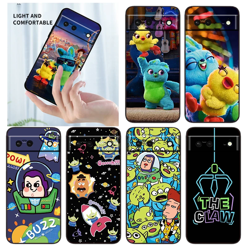 

Disney Toy Story Cute Phone Case For Google Pixel 7 6 Pro 6A 5A 5 4 4A XL 5G Black Shell Soft TPU Cover Fundas Coque