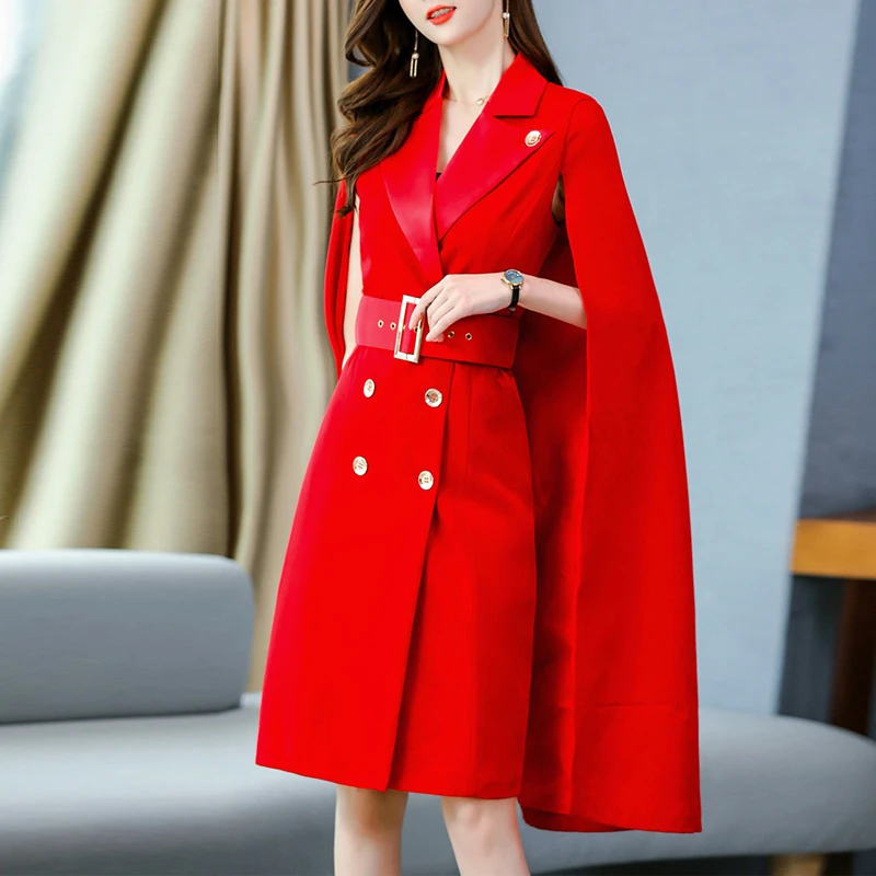 

Женский Длинный блейзер, офисное Женское пальто, женское элегантное пончо с поясом, Официальный женский костюм, блейзер