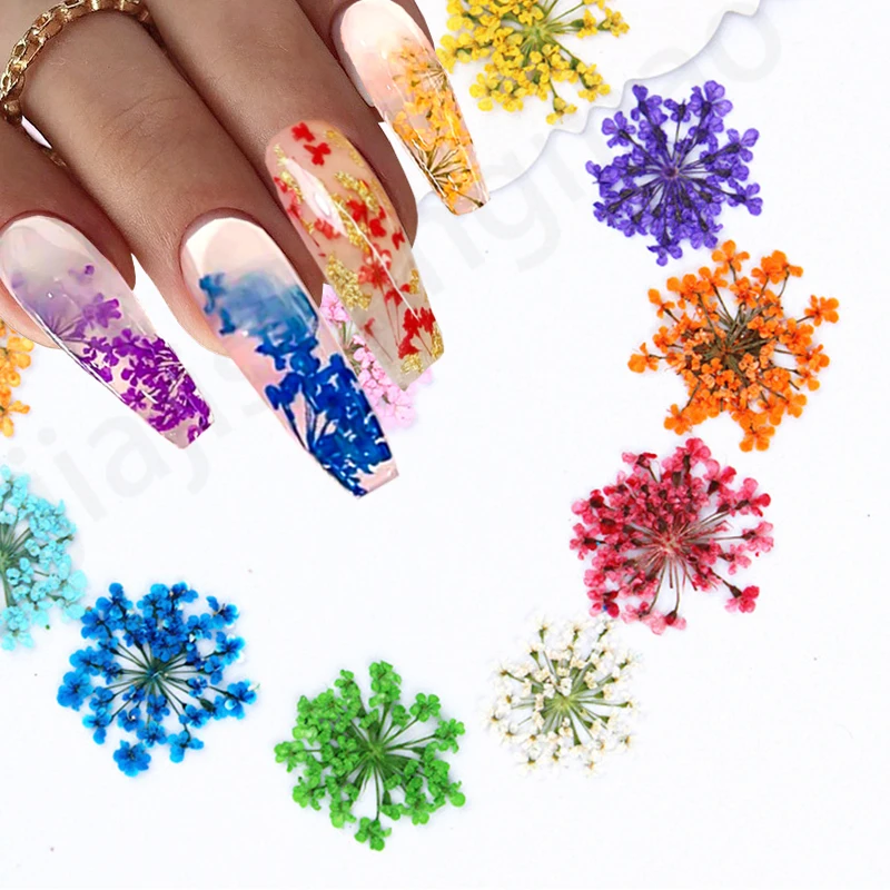 

Набор сухих цветов для маникюра, сухие цветы, смешанные сухие цветы, украшения для ногтей, натуральные Цветочные листья, наклейки 3D, дизайн ногтей