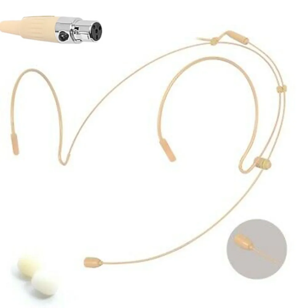

Wireless Microphone Beige Mini XLR 4 Pin TA4F Head Worn Dual Earhook Headset Microphone For SHURE Earhook Mic Microphone