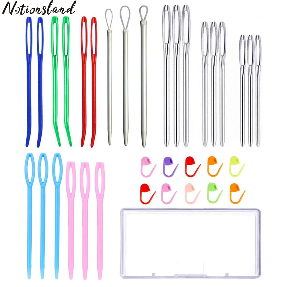 

24pcs Yarn Needle Tapestry Needles Darning Needle Yarn Needles Big Eye Blunt Knitting Needles with Stitch Markers for Knitting
