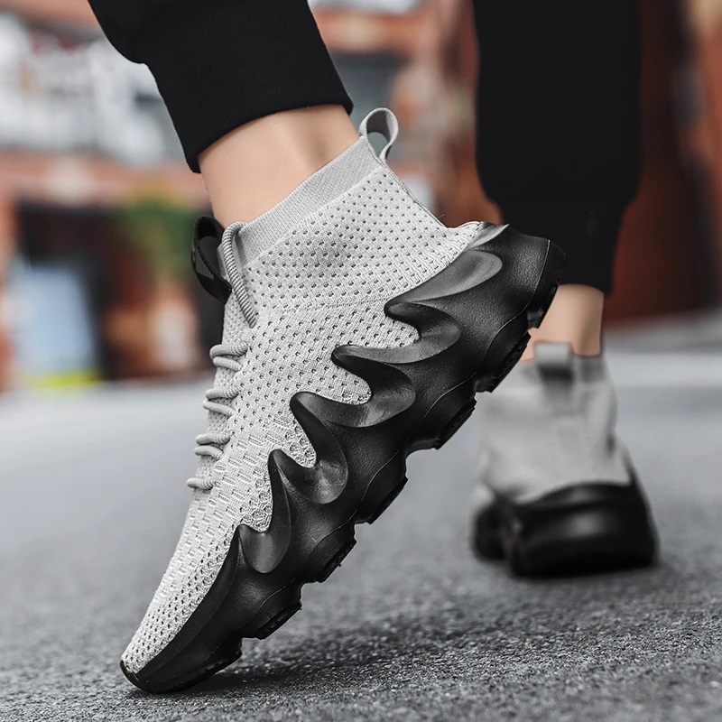 Brand Mens High Top Sneakers Best Quality Speed Trainer Sneakers Men Black Red Casual Socks Shoes Ultra Light Sports Sneakers