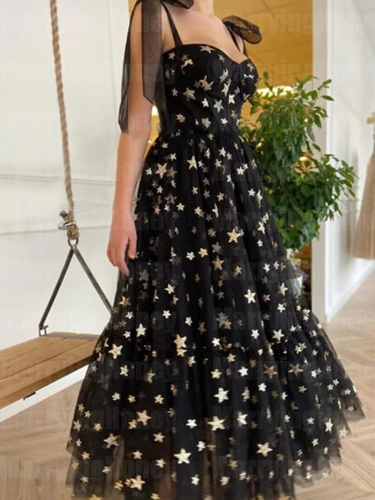 

Women's Sparkly Starry Tulle Prom Dresses Spaghetti Strap Sweetheart Sleeveless Formal Evening Gowns