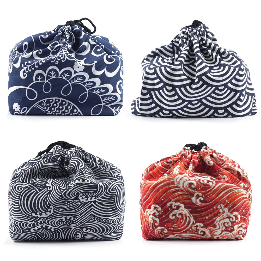 

Japanese Style Lunch Box Hop-pocket Durable Bento Tote Pouch Portable Lunch Box Storage Travel Picnic Tea Sets Bag Cloth Bag New