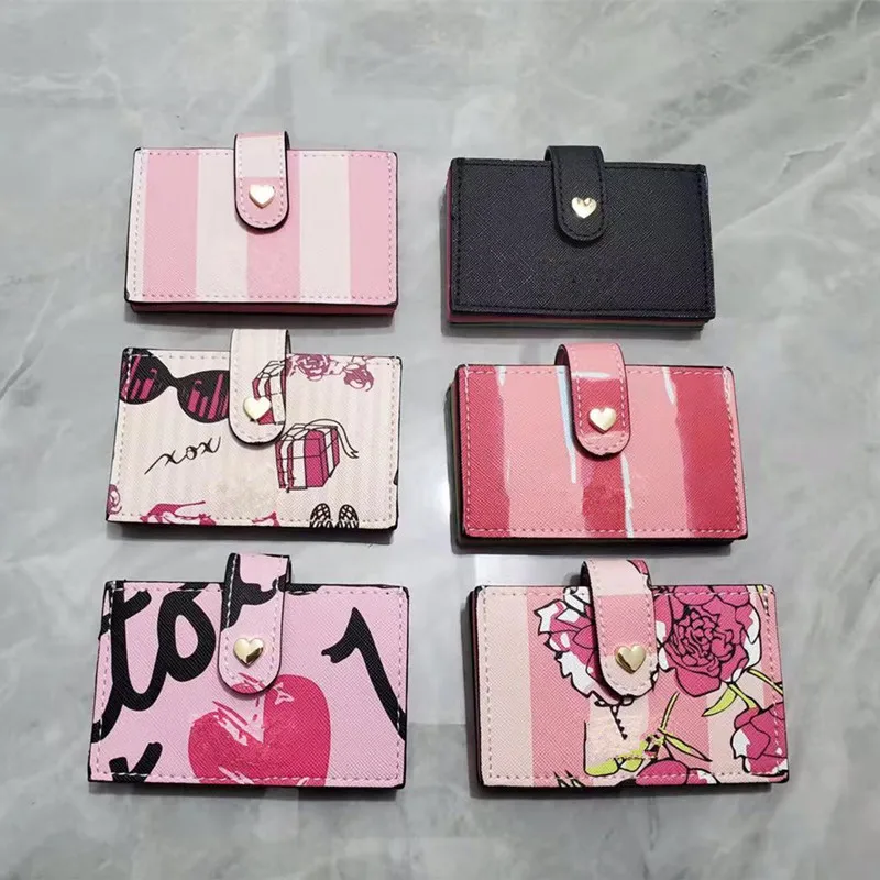 

Fashion Pink Stripe Card Holder Women Multi-slot Credit Card Case ID Cover Organizer Bank