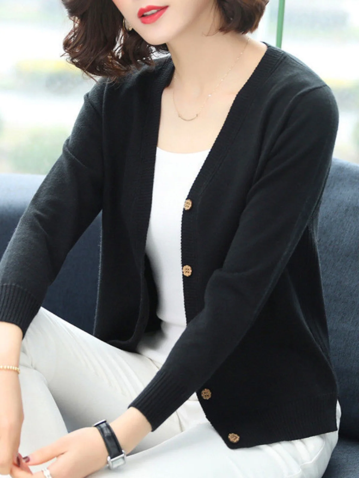 22 осенне-зимний новый кардиган с v-образным вырезом женский кашемировый свитер