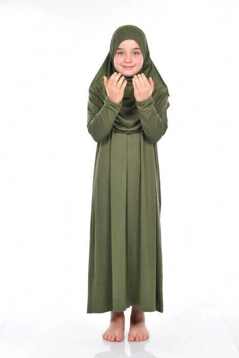 IQRAH Ikhwan Children Practice Prayer Gown 8-12 Age Khaki