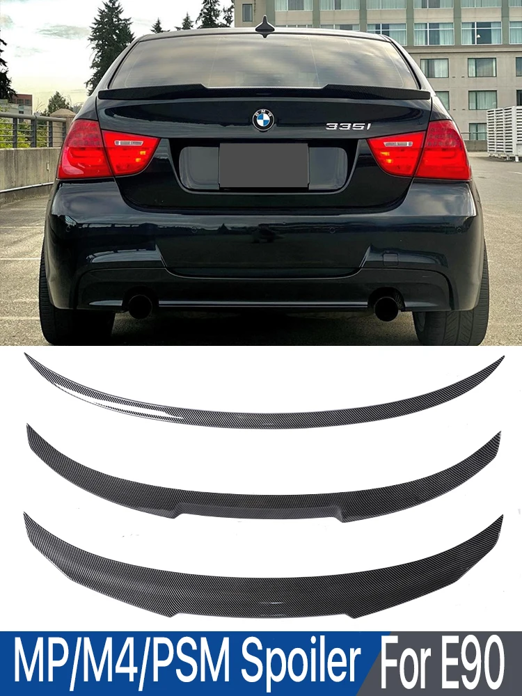 

Задний бампер для багажника из углеродного волокна, установка, крыло, хвост в стиле MP/M3/M4/PSM, спойлер на крышу для BMW 3 серии E90 2005-2012, глянцевый черный