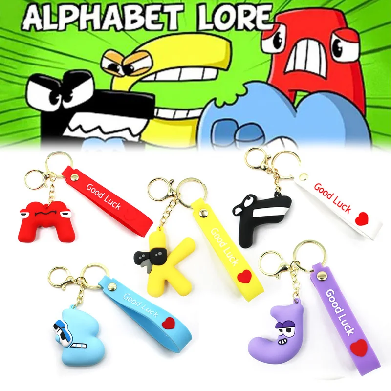 

New Alphabet Lore Legendary Keychain 26 English Letters Resin Keychain Animal Ornament For Kids Educational Hanging Gifts